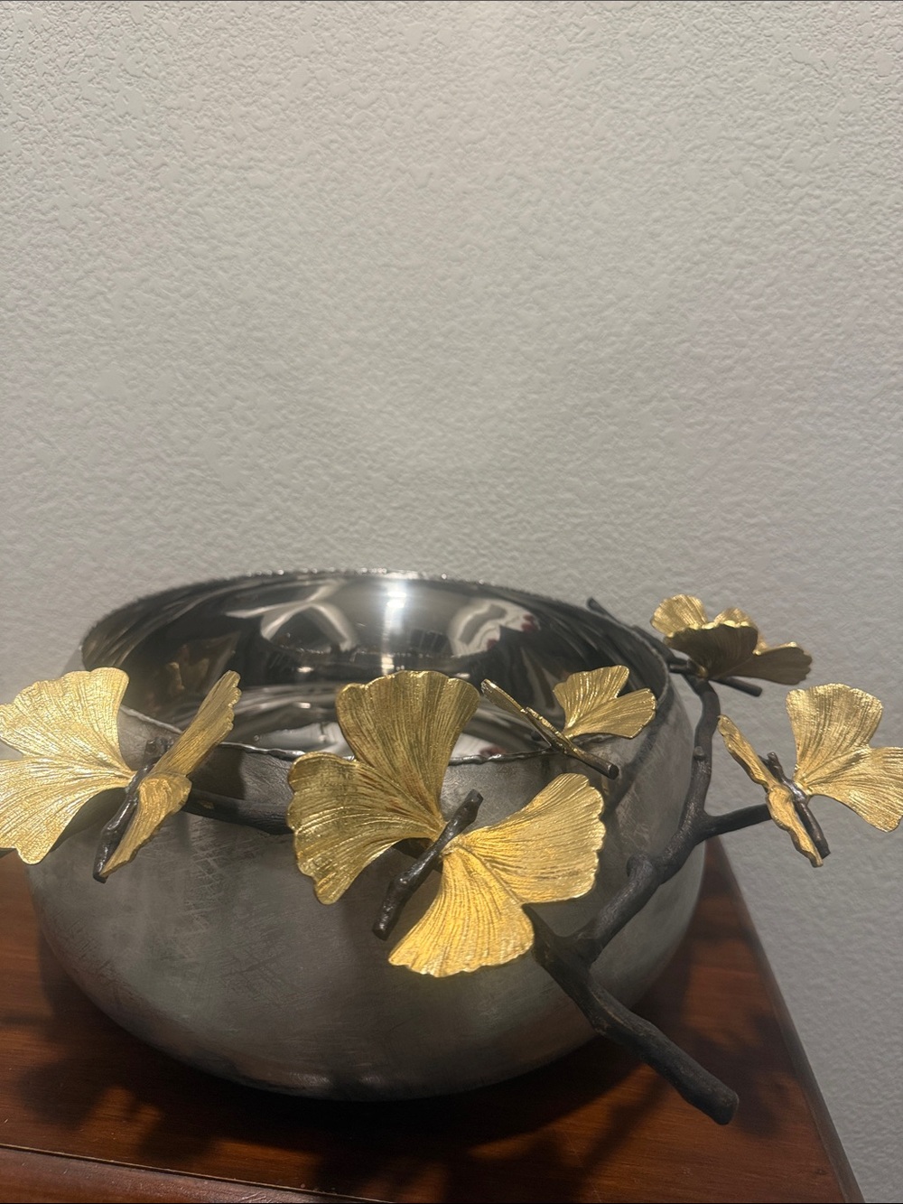 Michael Aram Hand textured SS & Brass Decorative Serving Bowl or Centerpiece